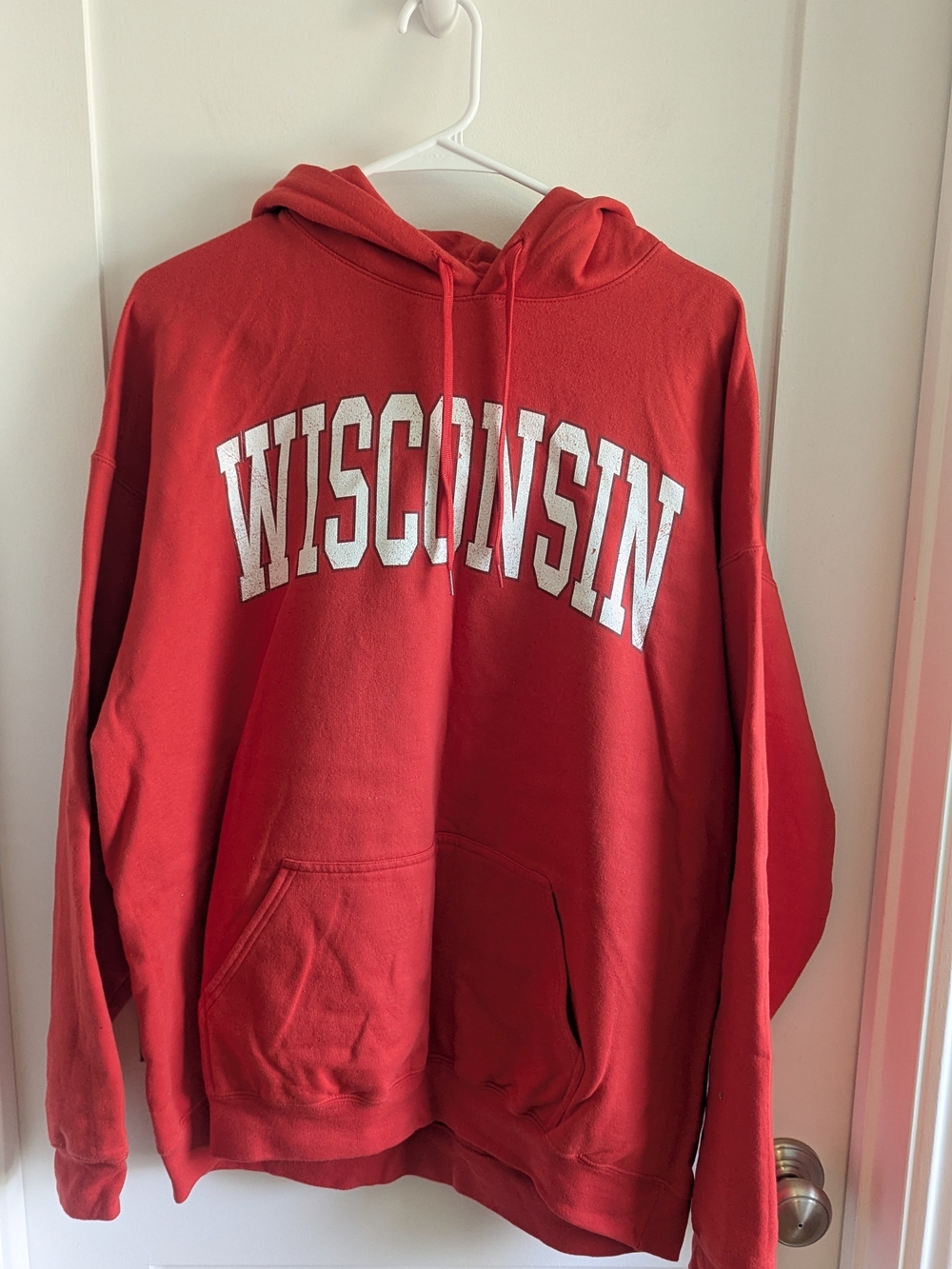 Gildan Red Hoodie with White Lettering